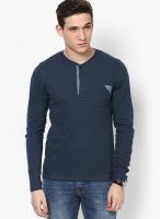 Jack & Jones Blue Henley T Shirt