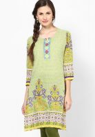 Jaipur Kurti Green Printed Kurta