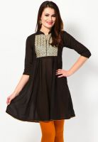 Jugnu Black Embroidered Kurtis