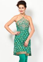 Jugnu Green Embellished Kurtis