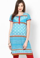 Karigari Aqua Blue Printed Kurtis