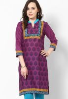 Karigari Purple Printed Kurtis