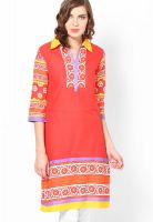 Karigari Red Printed Kurtis