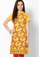 Karigari Yellow Printed Kurtis