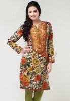 Kurti'S Beige Embroidered Kurtis