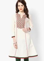 Kurti'S Cream Embroidered Kurtis