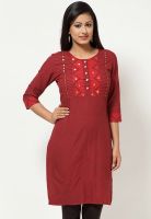 Kurti'S Maroon Embellished Kurtis