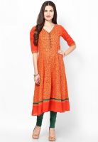 Kurti'S Orange Printed Kurtas