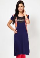 Magnetic Designs Navy Blue Solid Kurtis