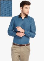 Mark Taylor Blue Checked Slim Fit Formal Shirt