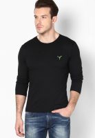 Monteil & Munero Black Solid Round Neck T-Shirts