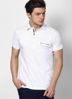 Mufti White Solid Polo T-Shirts