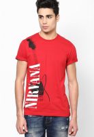 Nirvana Red Printed Round Neck T-Shirts