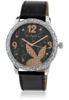 Playboy Bpb-1003-Y - Black/Black Analog Watch