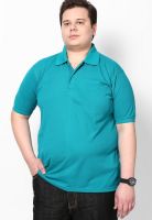 Pluss Green Solid Polo T-Shirts