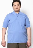 Pluss Light Blue Solid Polo T-Shirts