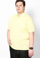 Pluss Yellow Solid Polo T-Shirts