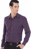 Provogue Men's Striped Casual Purple Shirt