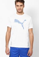 Puma White Printed Round Neck T-Shirts