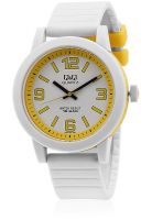 Q&Q VR10J010Y White/Yellow Analog Watch