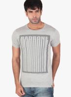 Radbone Grey Printed Round Neck T-Shirts