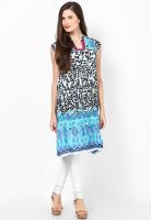 Rain & Rainbow Aqua Blue Printed Kurta