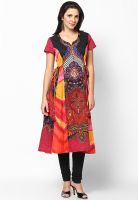 Rain & Rainbow Orange Printed Kurtis