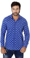 RED TOUCH Men's Printed Casual Blue Shirt