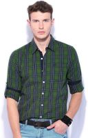 Roadster Men's Checkered Casual Green Shirt