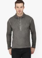 Smokestack Dark Grey Solid Polo T-Shirts