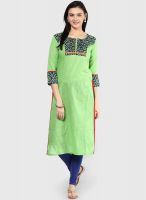 Span Green Printed Kurtis