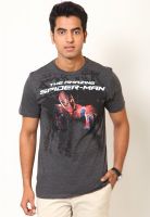 Spiderman Grey Printed Round Neck T-Shirts