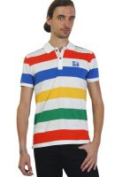 Status Quo Off White Striped Polo T-Shirts