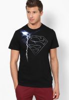 Superman Black Printed Round Neck T-Shirts