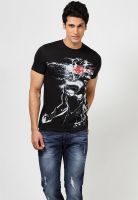 Superman Black Printed Round Neck T-Shirts