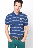 TBASE Navy Blue Striped Polo T-Shirts