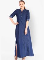 Tokyo Talkies Blue Colored Solid Maxi Dress