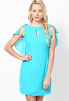 Tonga Blue Colored Solid Shift Dress