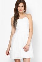 Tonga White Colored Solid Shift Dress