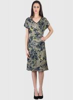 Tops And Tunics Green Colored Printed Skater Dress