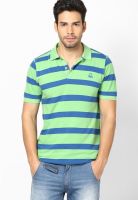 United Colors of Benetton Green Striped Polo T-Shirts