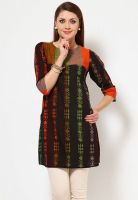 VEDA Black Embroidered Kurtis
