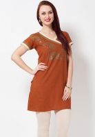VEDA Rust Printed Kurtis