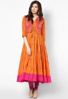 Vedic Orange Solid Kurta