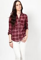 Vero Moda Roll Up Sleeve Maroon Top