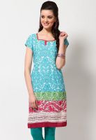 W Blue Printed Kurtis