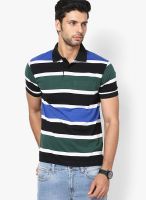 Wilkins & Tuscany Navy Blue Striped Polo T-Shirts