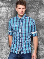 WROGN Men's Checkered Casual Blue Shirt