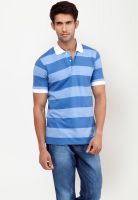 Yepme Light Blue Striped Polo T-Shirts