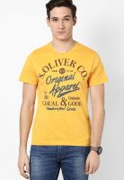 s.Oliver Yellow Round Neck T-Shirt